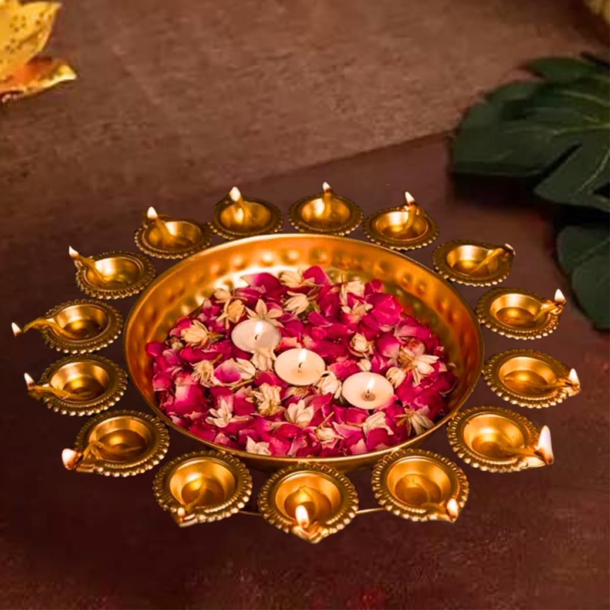 See full amazon price history chart for Klassic Decorative Diya Urli Bowl | Handcrafted, 13 Attached Diya, Allow Steel, Brass Finish | Best for Home Decor, Tea Light Candles, Diwali Decoration (14 Inches, Golden) Klassic Decorative Diya Urli Bowl | Handcrafted, 13 Attached Diya, Allow Steel, Brass Finish | Best for Home Decor, Tea Light Candles, Diwali Decoration (14 Inches, Golden) (B0CST85PHN) Amazon Price History, Amazon Price Tracker