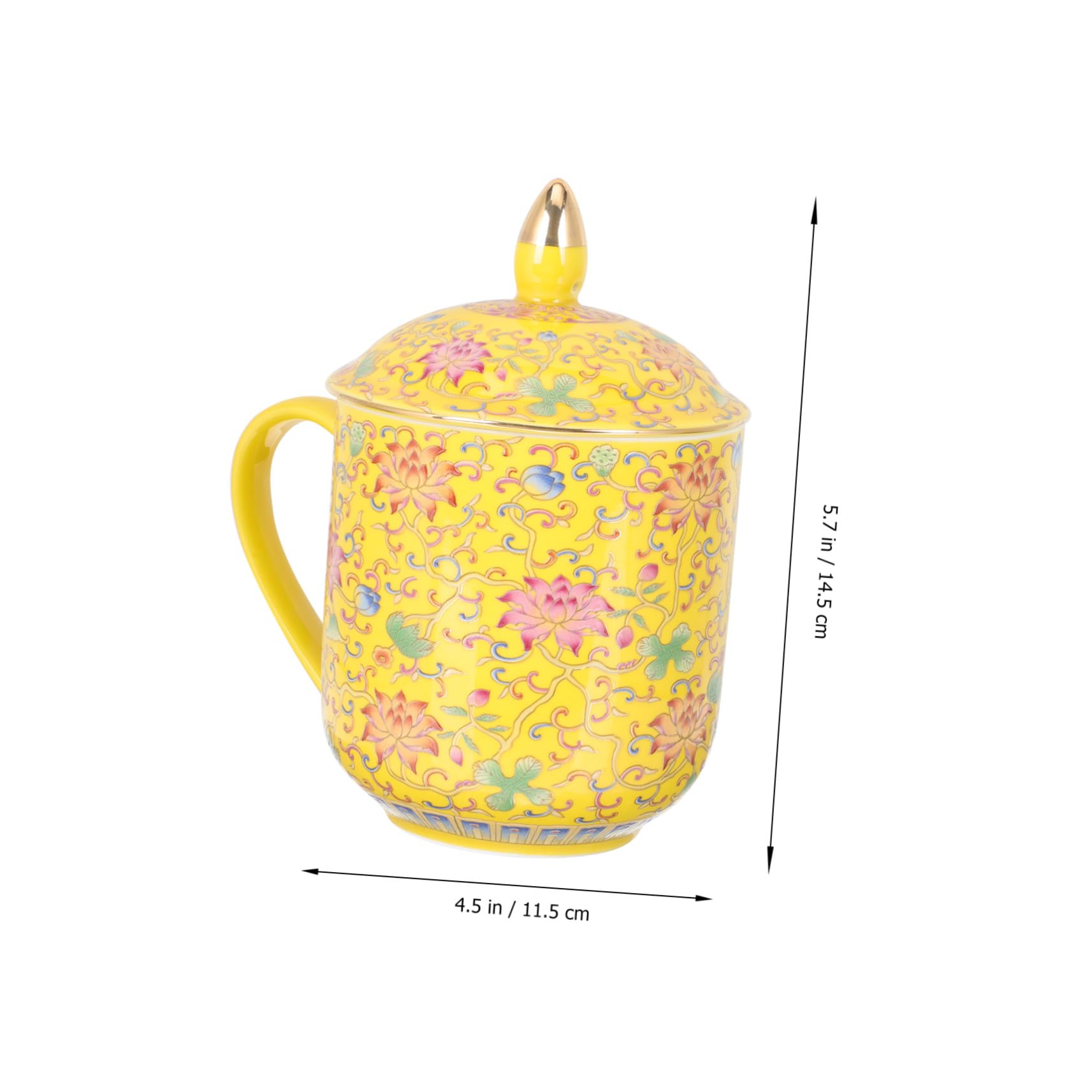 Teetasse als Asiatisches Teetassen Satz mit Deckel und Teesieb Keramik Gelb im Klassischen Retro Stil Geeignet für Restaurant und Teehäuser