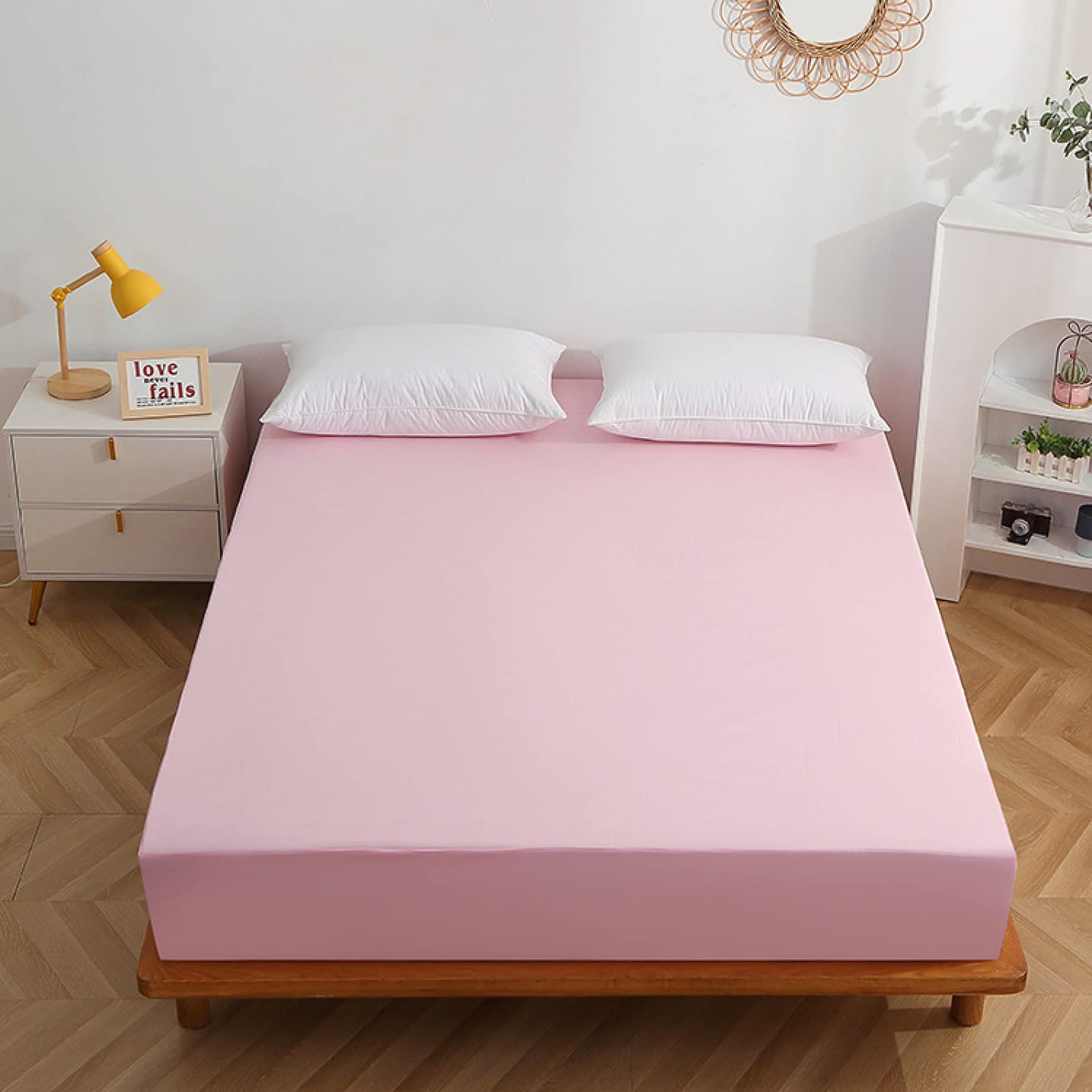 2 Pack 48x75cm Extra Deep Pocket Fitted Sheet Set Double Pink Waterproof Mattress Protector Stretch Sheet Printed Brushed Microfiber Soft and Durable Bedding Option for a Cozy Night's Sleep