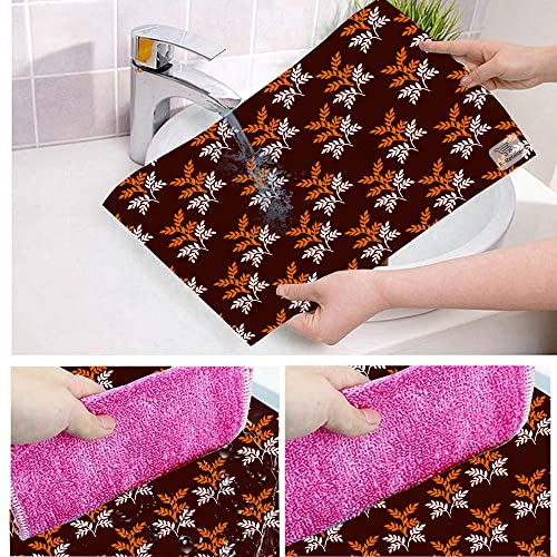 Image of Polyester 3-Layered Fridge Top Cover /Refrigerator Cover with Utility Pockets and Set of 3 Pc Fridge Mats (Color-Leaf Brown, Size-39x21 Inch)