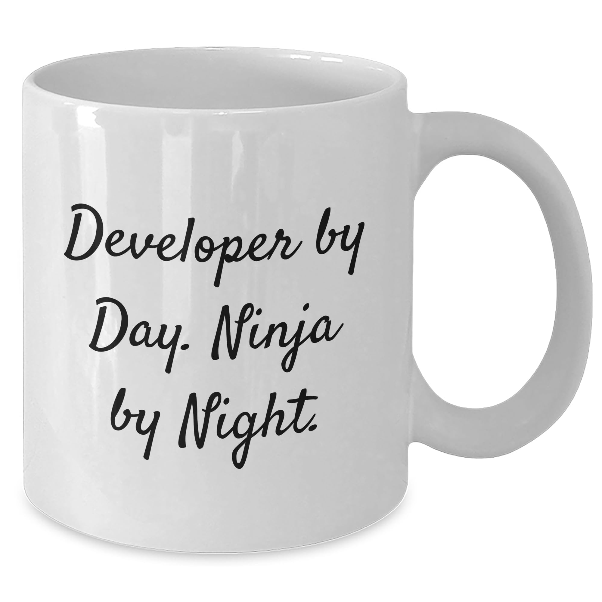 Developer By Day, Ninja By Night Gifts for Friends - Funny White Coffee Mug for Christmas