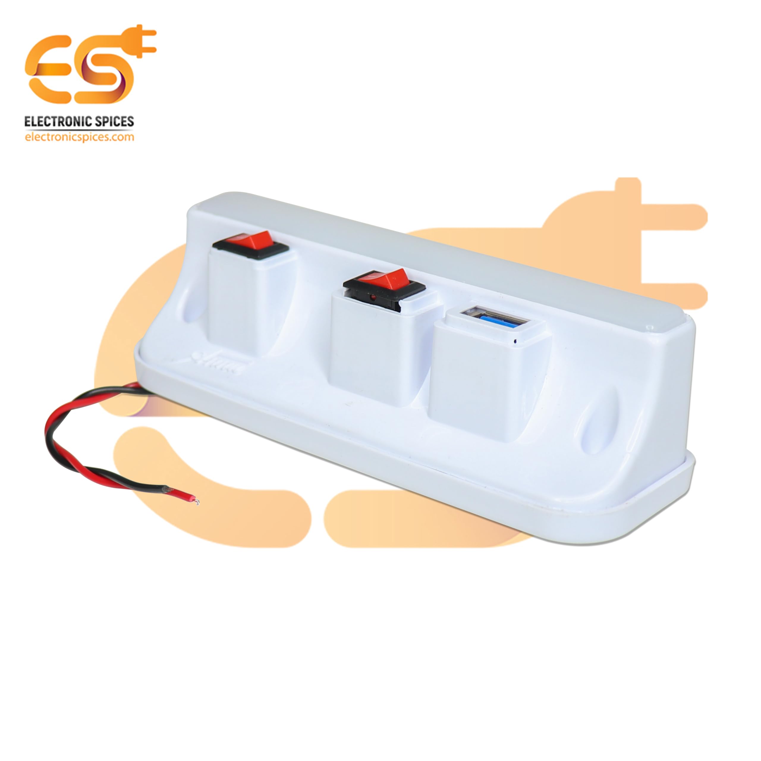 Electronic Spices 12V White Color LED with USB Charger Indicator and On/Off Switch 1