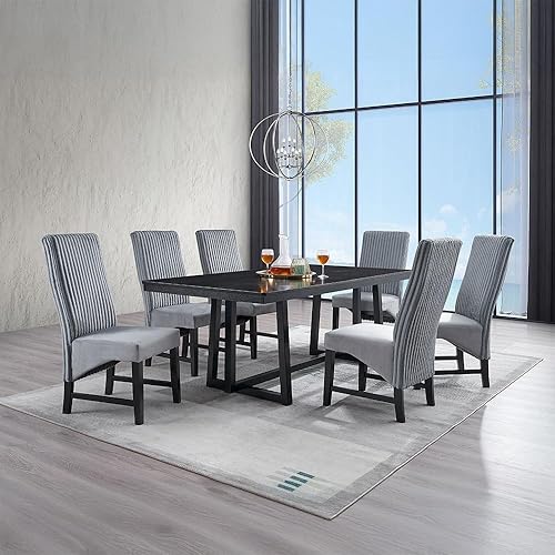 Miniatura 7 de Juego de 2 modernas sillas de comedor tapizadas, cómodas sillas laterales de madera para mesa y asientos de cocina, sala de estar, dormitorio,