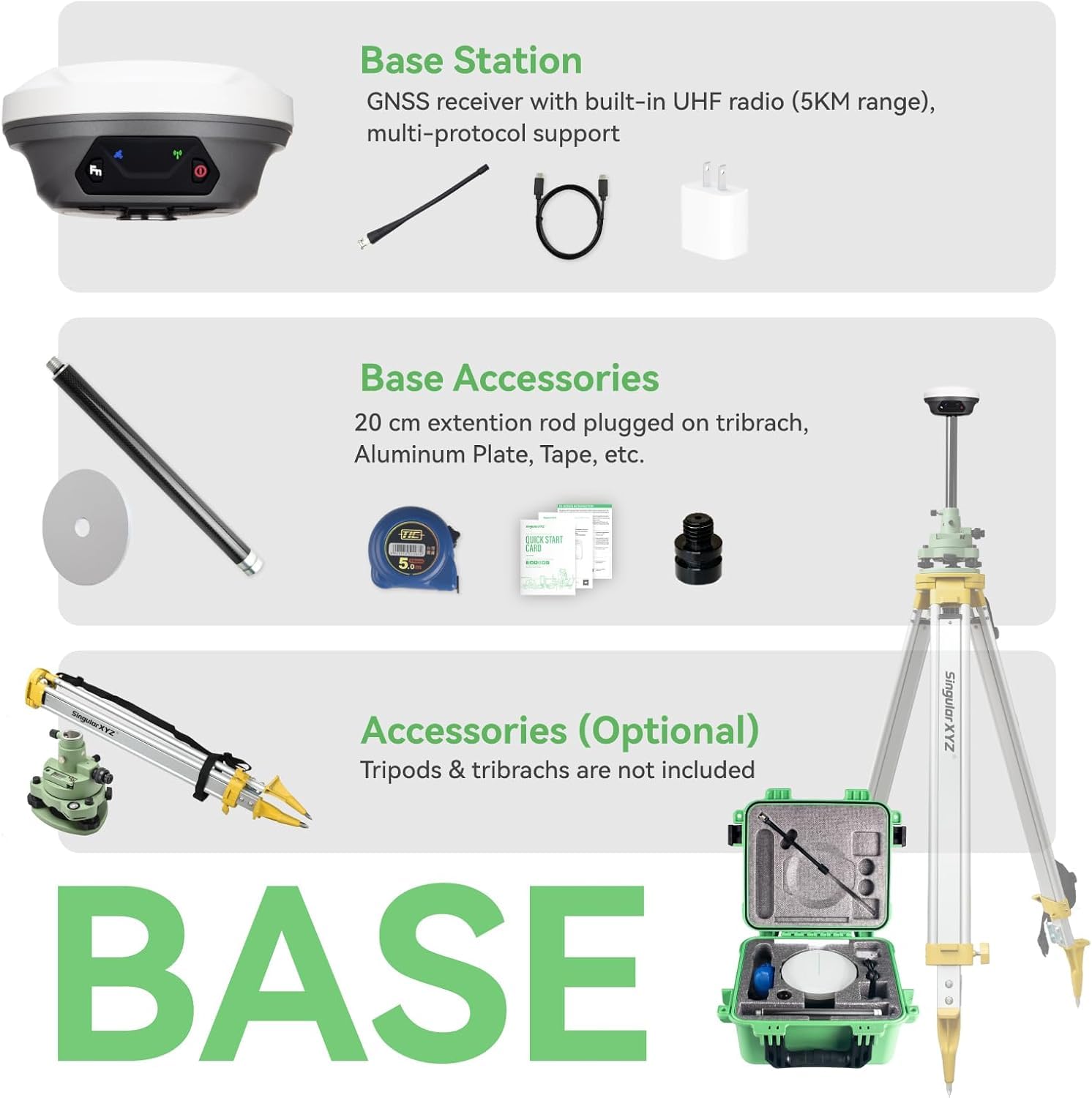 Estación Base E1 Lite RTK, Receptor GPS GNSS de Alta precisión para topografía, mapeo de Drones y RTK Rover, Certificado FCC, Compatible con receptores GNSS RTK de terceros (sin trípode)