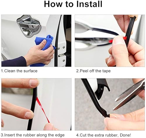 Miniatura 2 de Protector de borde de puerta de automóvil, 16.4 ft, moldura universal de borde de puerta de automóvil, sello de goma flexible, tira protectora de