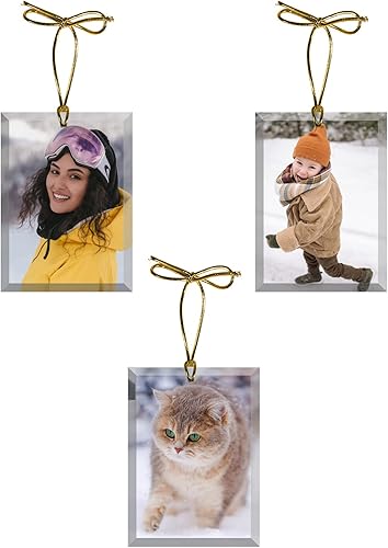Ice Prints Adornos de fotos de vidrio personalizados retrato rectangular Paquete de 3  Gran regalo para vacaciones árbol de Navidad cumpleaños