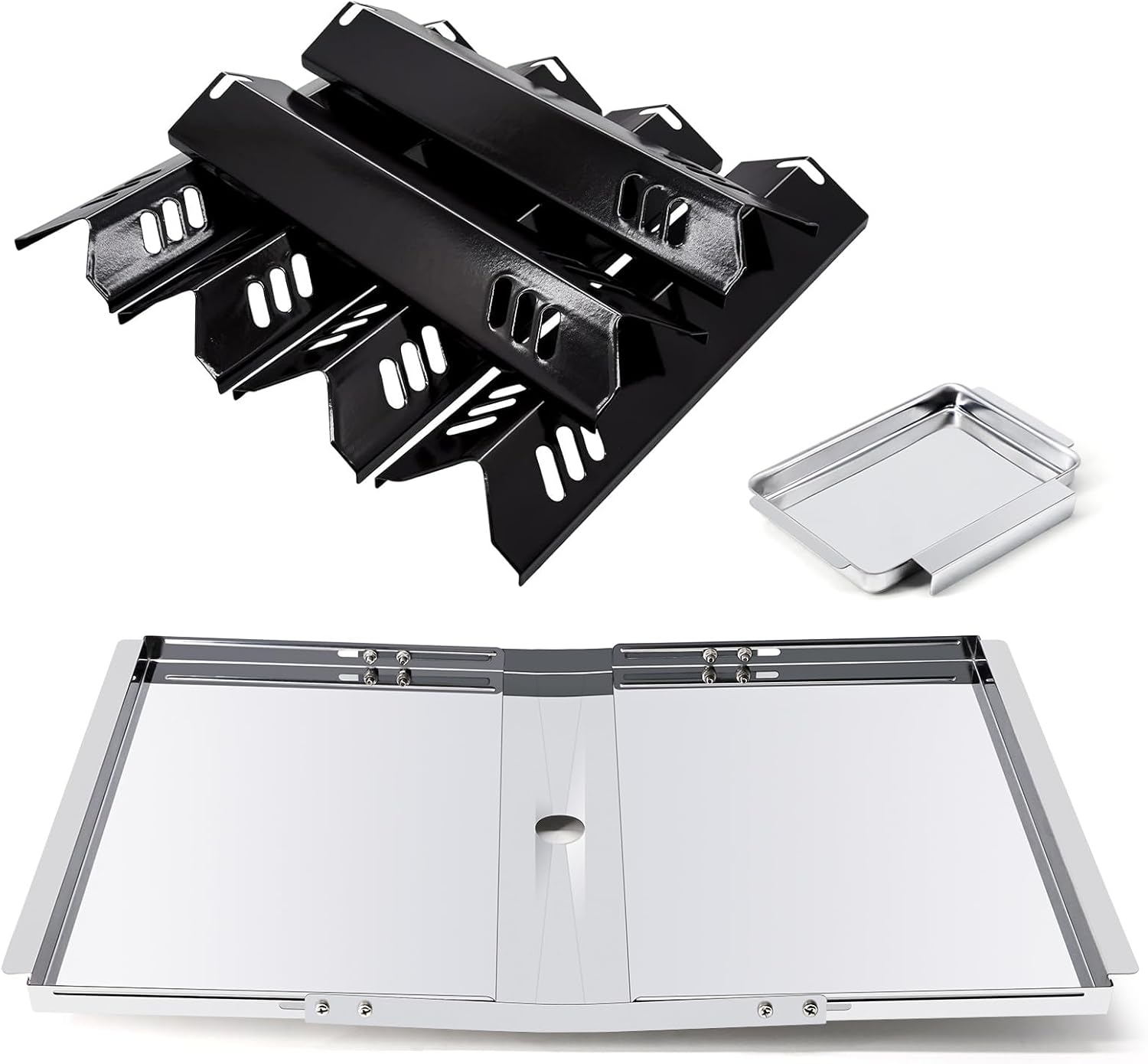 Adviace Grill Replacement Parts for Dyna Glo DGB610SSP DGF600SSP, Grease Tray Drip Pan & Heat Tents for Dyna Glo DGB610SSP 6 Burner Grill 6pcs Heat Tents with Drip Pan