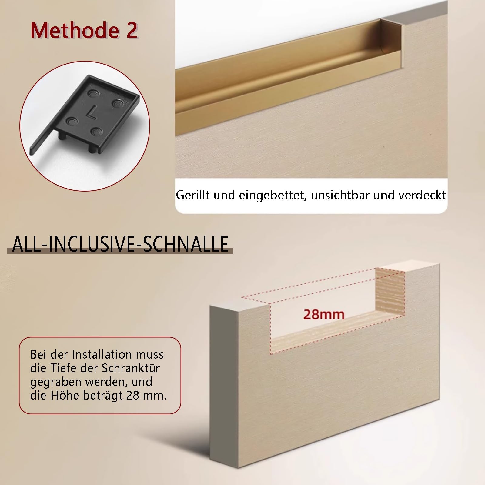 Generisch Türgriffe Aluminium Möbelgriffe für Schrank, 40-140 cm, langlebig und elegant, ideal für Haustüren und Innenräume, 2er Set