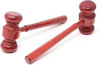 Honbay 2PCS Wooden Judge Hammer Judge Gavel Costume Accessory Justice Costume Accessories Props Wooden Courtroom Gavel for Halloween Cosplay Party