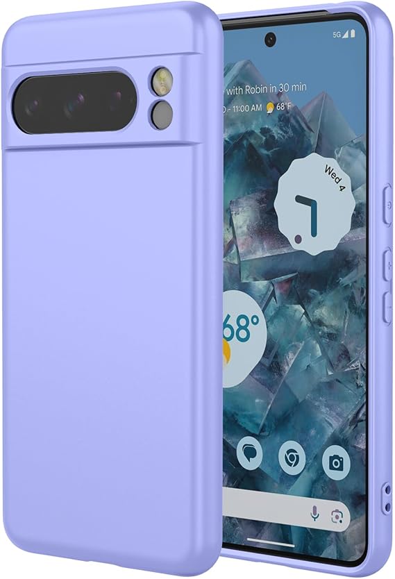 Case for Google 8 Pro,Liquid Silicone Case,Anti-Scratch Soft Microfiber Lining,Full Body Protective Phone Cover for Google Pixel 8 Pro,Purple