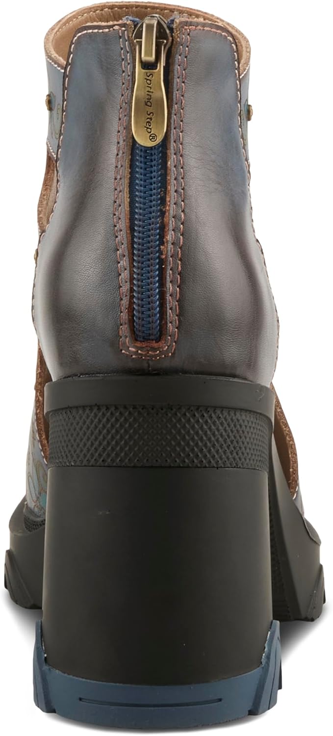 L'Artiste CAPSULE Hand-Painted Cutout Boot – Leather Platform Ankle Boot with Sculpted Block Heel