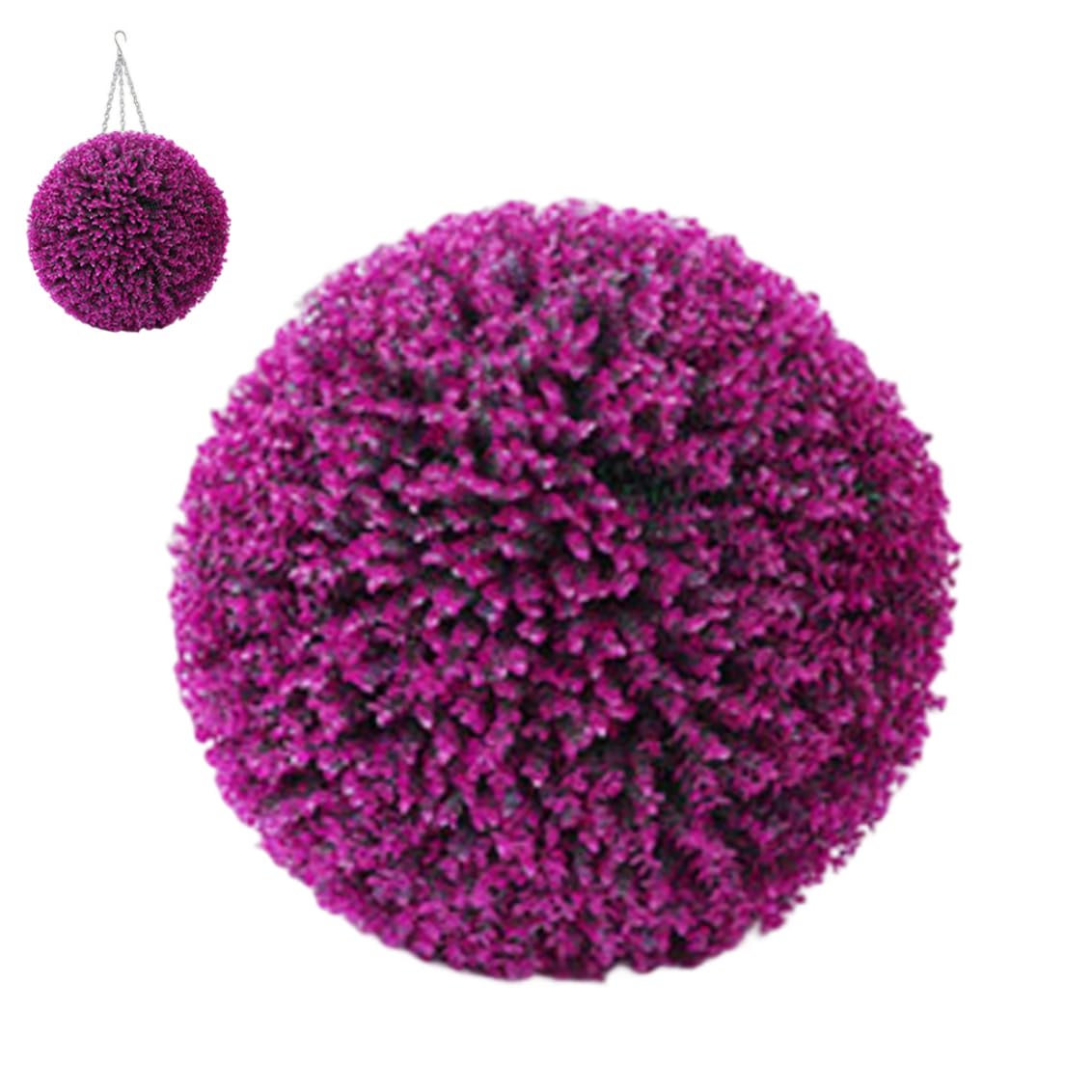 Palla topiaria a pianta artificiale, palline decorative in finto bosso, palla di erba pianta finta impiccata da 35 cm per decorazioni per la casa violaceo - rosso