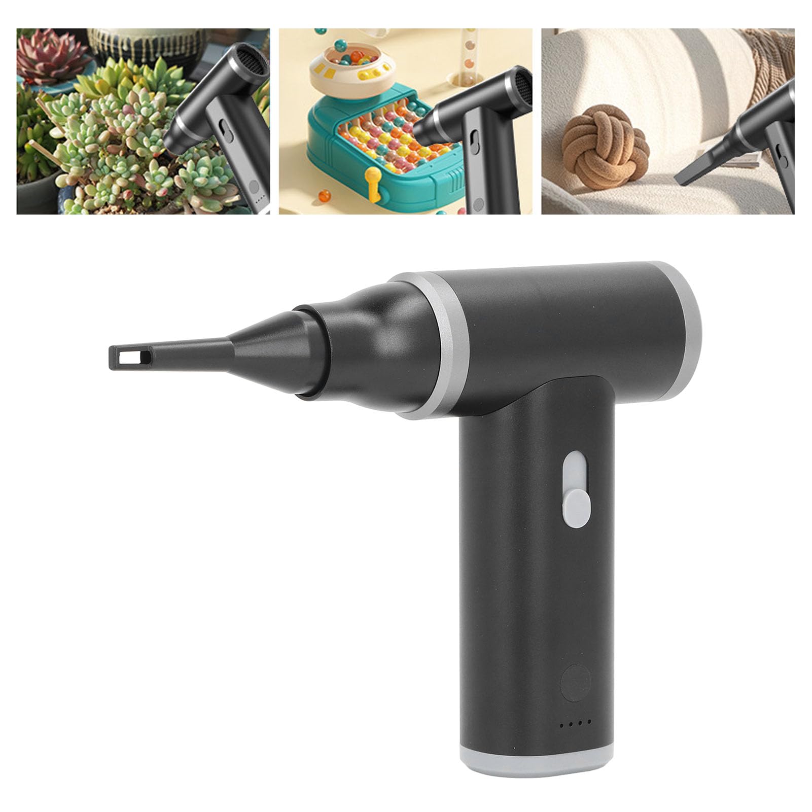 Jeffergarden Spolverino Elettrico, Ventilatore Senza Fili in Lega di Alluminio ABS Motore Brushless da 110000 Giri/min, Velocità Continua USB Ricaricabile per Tastiera Computer Auto Pulizia della Casa