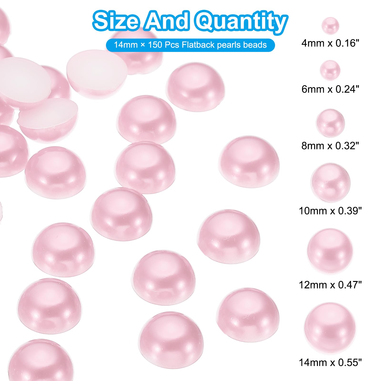 PATIKIL 150Pcs Flatback Pearls Beads for Crafting 14mm Half Round Resin Beads Flatback Pearls for Nail Charms Handmade Phone Case Embellishment - Image 2