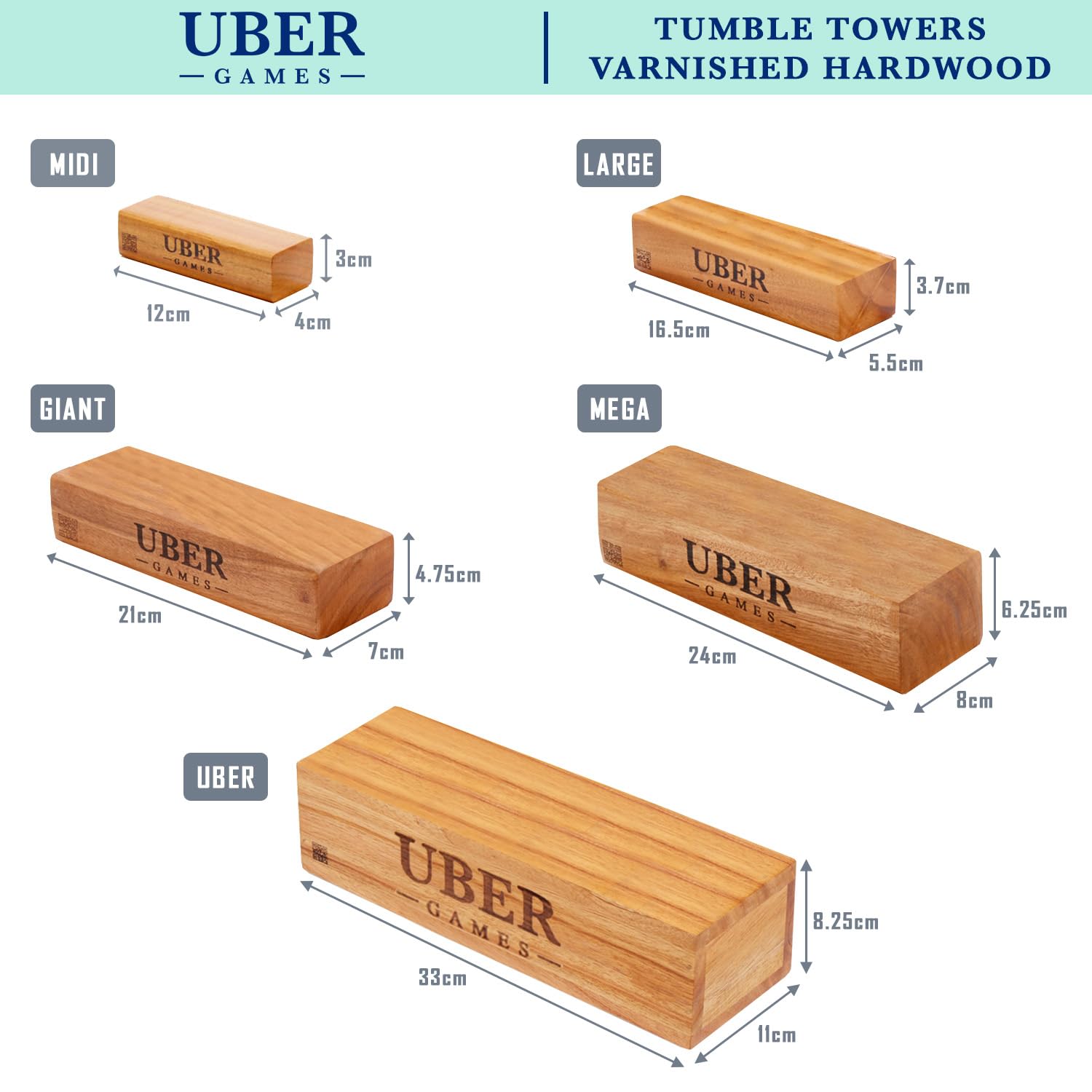 Uber Spiele - Tumble Tower - lakierowane drewno twarde - midi