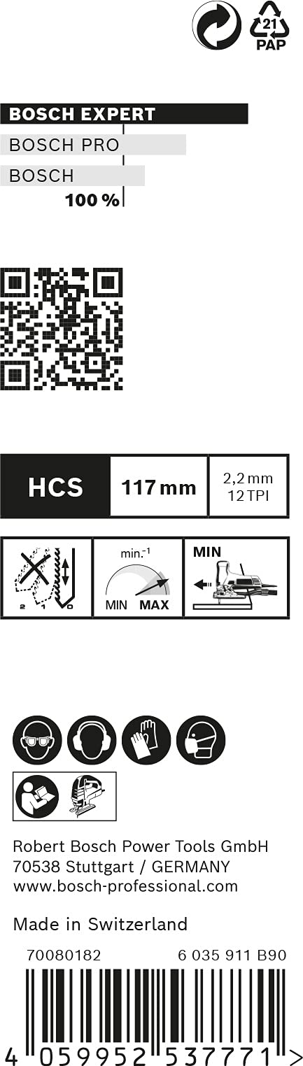 Bosch Professional 100x Lames de scie sauteuse Expert 'Wood 2-Side Clean' T 308 B (pour Contreplaqué, Panneau d'ameublement en bois massif, Longueur 117 mm, Accessoire Scie sauteuse)