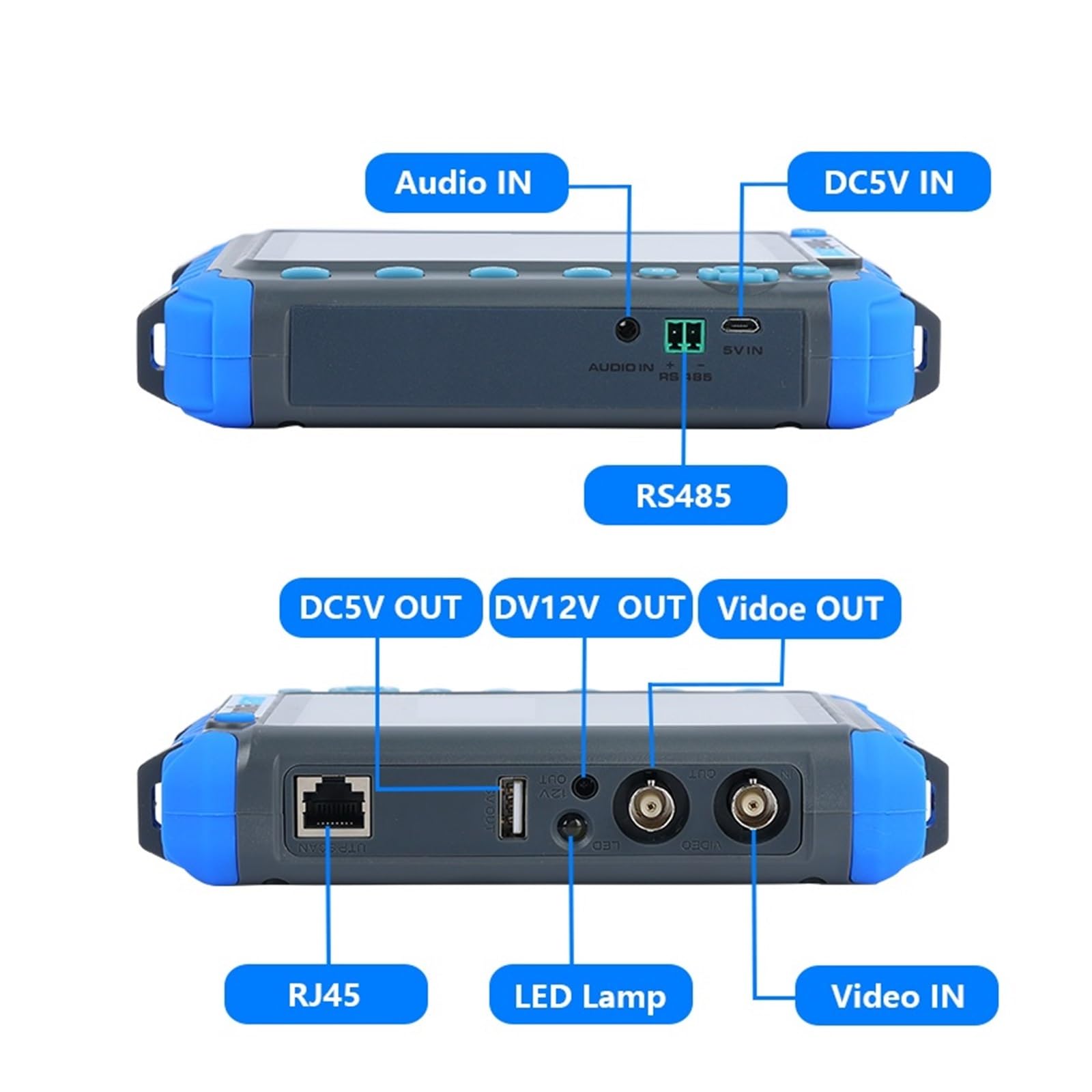 Tester CCTV, Tester Kamery CCTV Z 5-calowym Monitorem LCD 8MP AHD TVI CVI CVBS Wbudowany Tester Kamery Bezpieczeństwa 18650 Baterii,Lekki