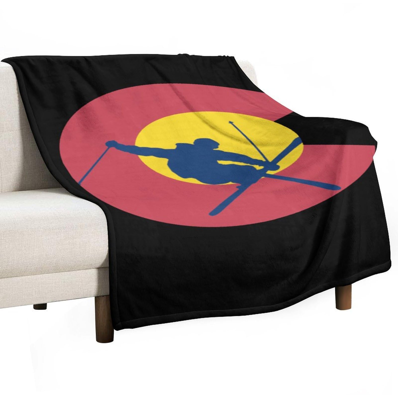 Cgsbngha Style Colorado Flag Skiing Ski Flannel Fleece Blanket Lightweight Soft Throw Blankets For Sofa Couch Bed Chair