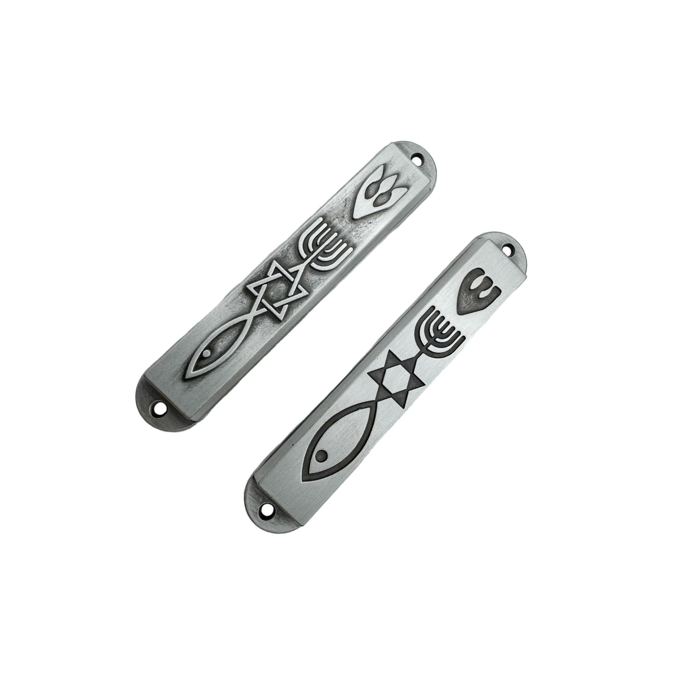 TWISAXC Door Mezuzahs Metal Mezuzah Plaque Crafts Retro Holiday Exquisite Decoration Modern Blessing Housewarming Gifts Ornament Housewarming Gifts Holiday, silver, 88mm
