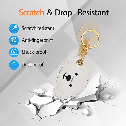 Miniatura 292 de Funda de cuero compatible con Apple AirTag, rastreador de llavero GPS Airtag con llavero, cubierta protectora antiarañazos para AirTag
