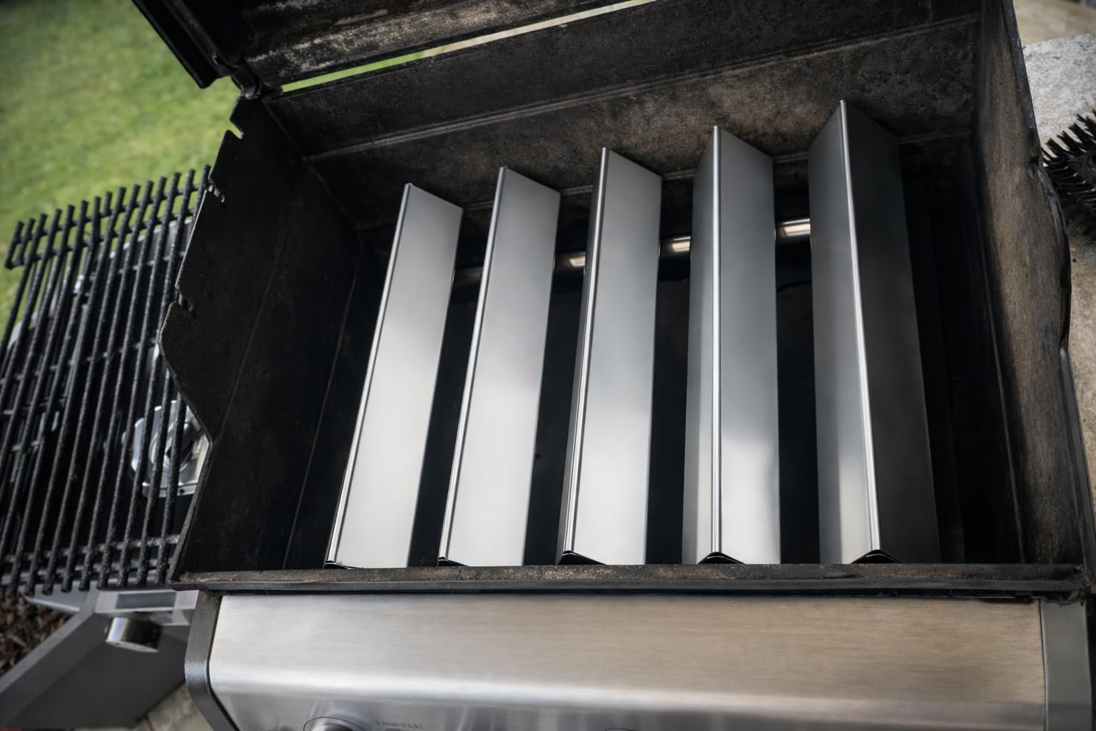 Generisch Premium Aromaschienen für Weber Spirit 300 Serie (E310, E320, E330) | 5er Set Edelstahl | Rostfrei 100% Passgenau ab 2013 | Flavorizer Brennerabdeckungen