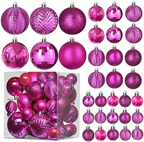 Prextex Christmas Tree Baubles, Christmas Ball Decorations, 36 Pieces Xmas Tree Shatterproof Ornaments, Green Christmas Baubles with Hanging Loop