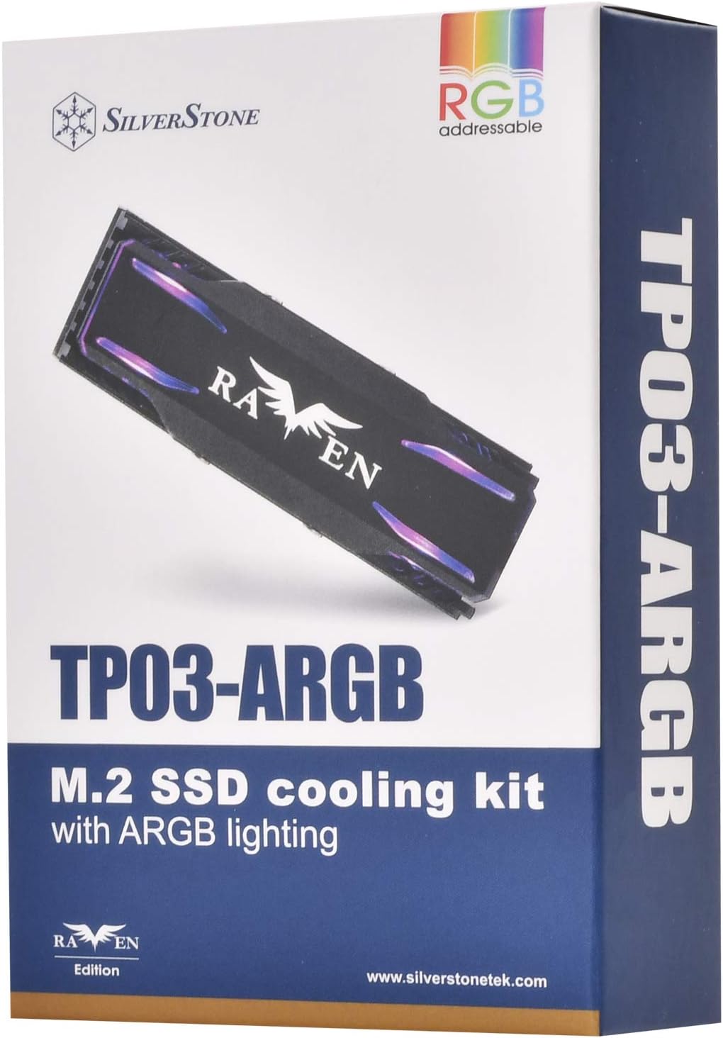 Silverstone Technology TP03-ARGB M.2 SSD Cooling kit with ARGB Lighting, TAA Compliant