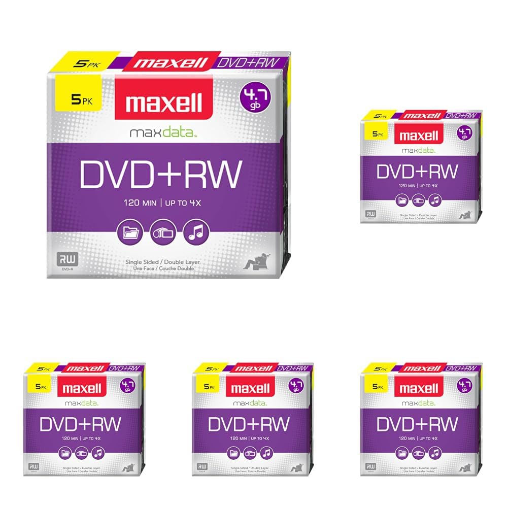 Maxell 634045 DVD-RW Rewritable, 4.7GB, Slim Jewel Case (Pack of 25)