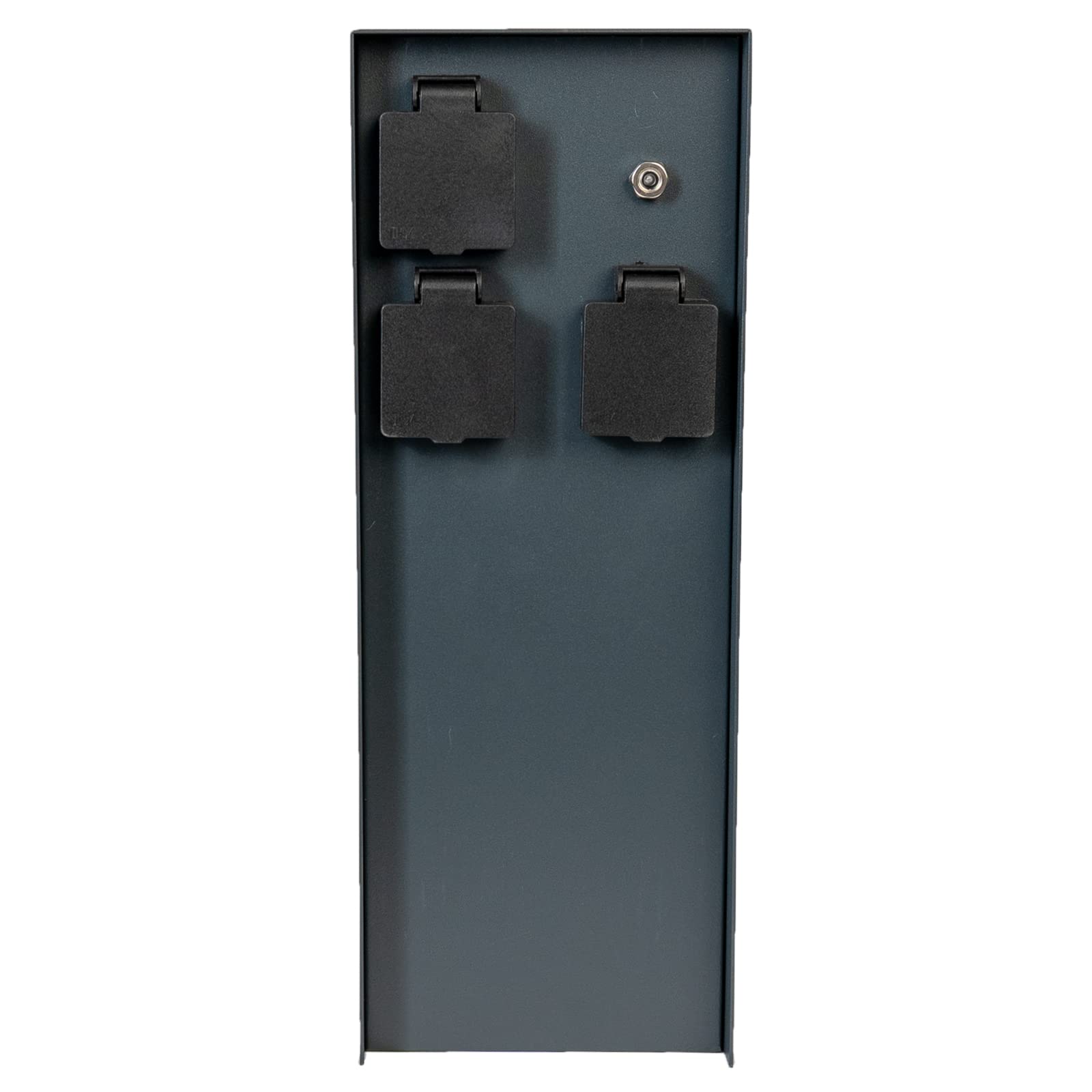 Grafner Edelstahl Design Gartensteckdose Dämmerungssensor, 3 Steckdosen, IP44, eckig, anthrazit, KEIN ROST – Pulverbeschichtung, Energiesäule Mehrfach Metall Außen Steckdose schwarz Helligkeitssensor