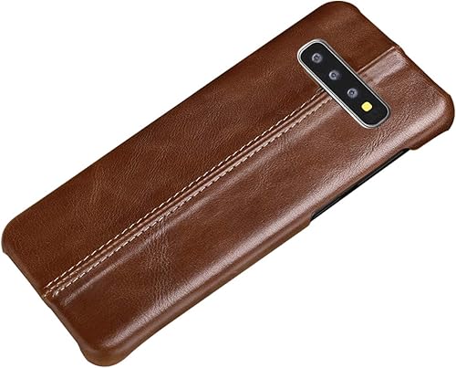 Brand Set   Cover Samsung Galaxy S10 Plus Custodia Protettiva per Cover Posteriore Vera Pelle Ultrasottile Adatta per Samsung Galaxy S10 Plus  Marrone Scuro 