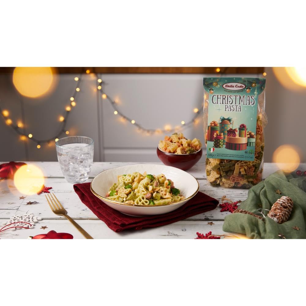 Dalla Costa Christmas Makaron Trójkolorowy z Pomidorem i Szpinakiem, Opakowanie Ekonomiczne 24x250 g