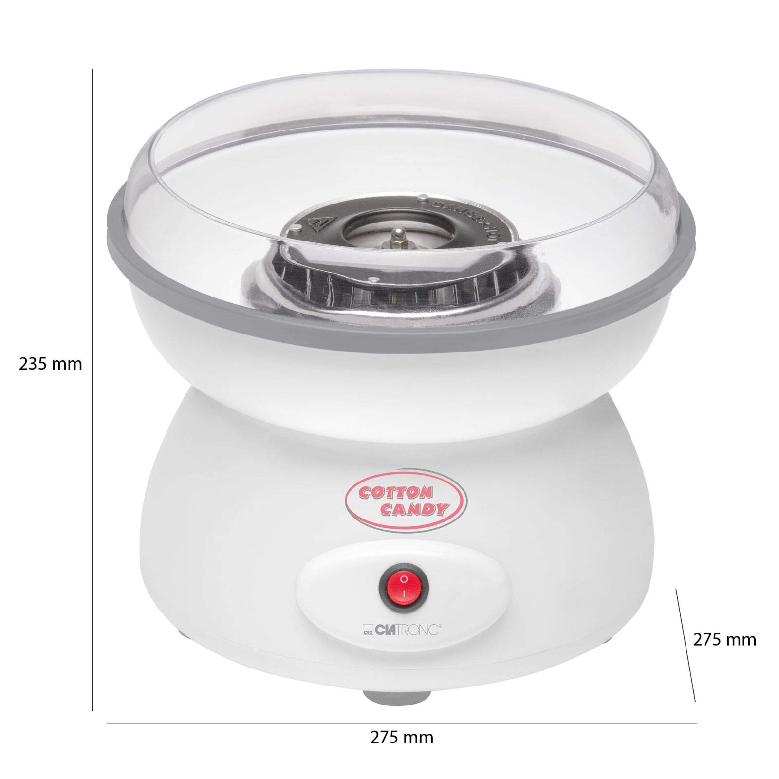 Zuckerwattemaschine 500 Watt Spritzschutz Spülmaschinengeeignet Große Schale