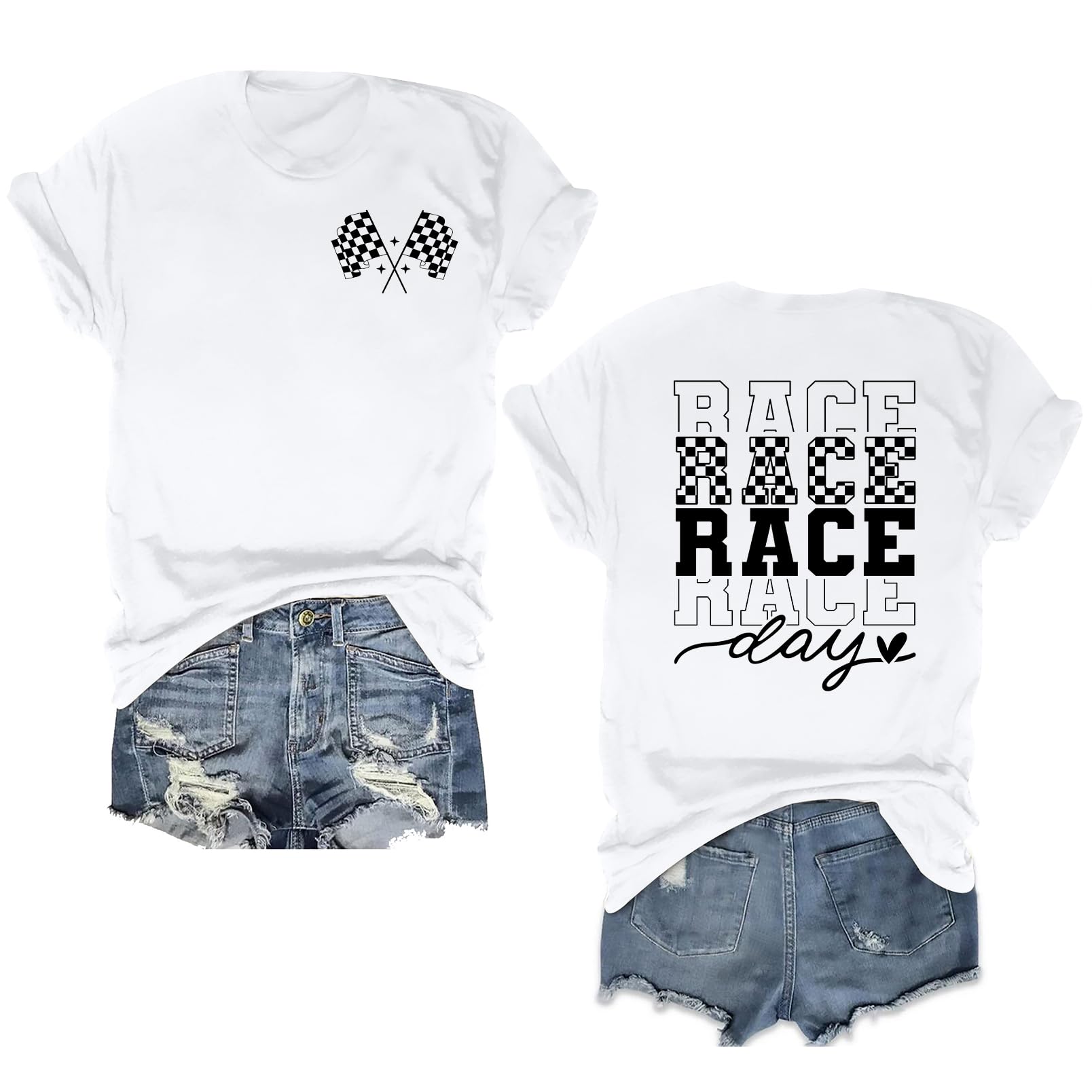 Racing Shirt for Women Checkered Flag Graphic Tee