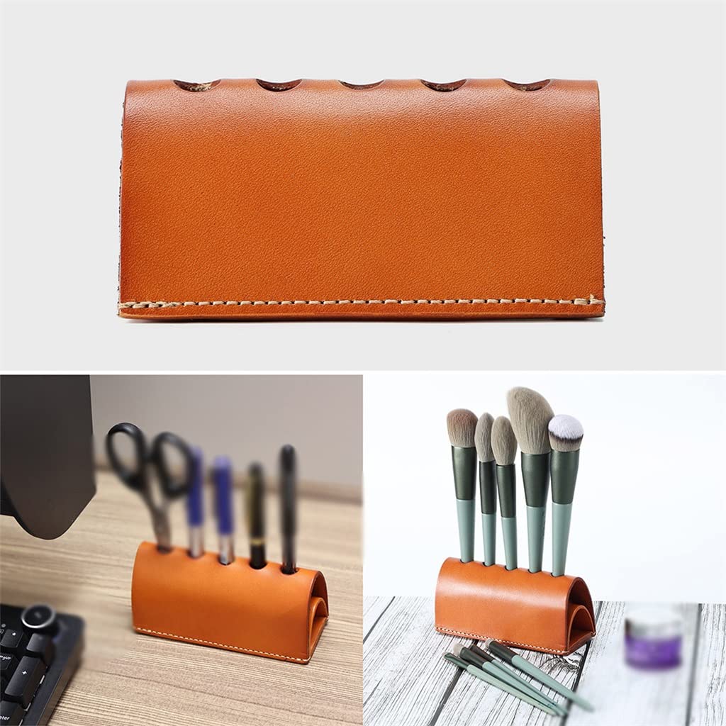 Portapenne in Pelle Portaoggetti Multifunzionale Ornamenti da Ufficio retrò Ornamenti per riporre pennelli per Trucco in Pelle Fatti a Mano, Portapenne (D Come Spettacolo)