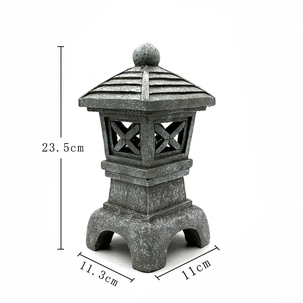 Lanterna a pagoda ad energia solare, statua da giardino zen in resina, torre giapponese in pietra per esterni, luce decorativa per cortile resistente alle intemperie, per illuminazione paesaggistica