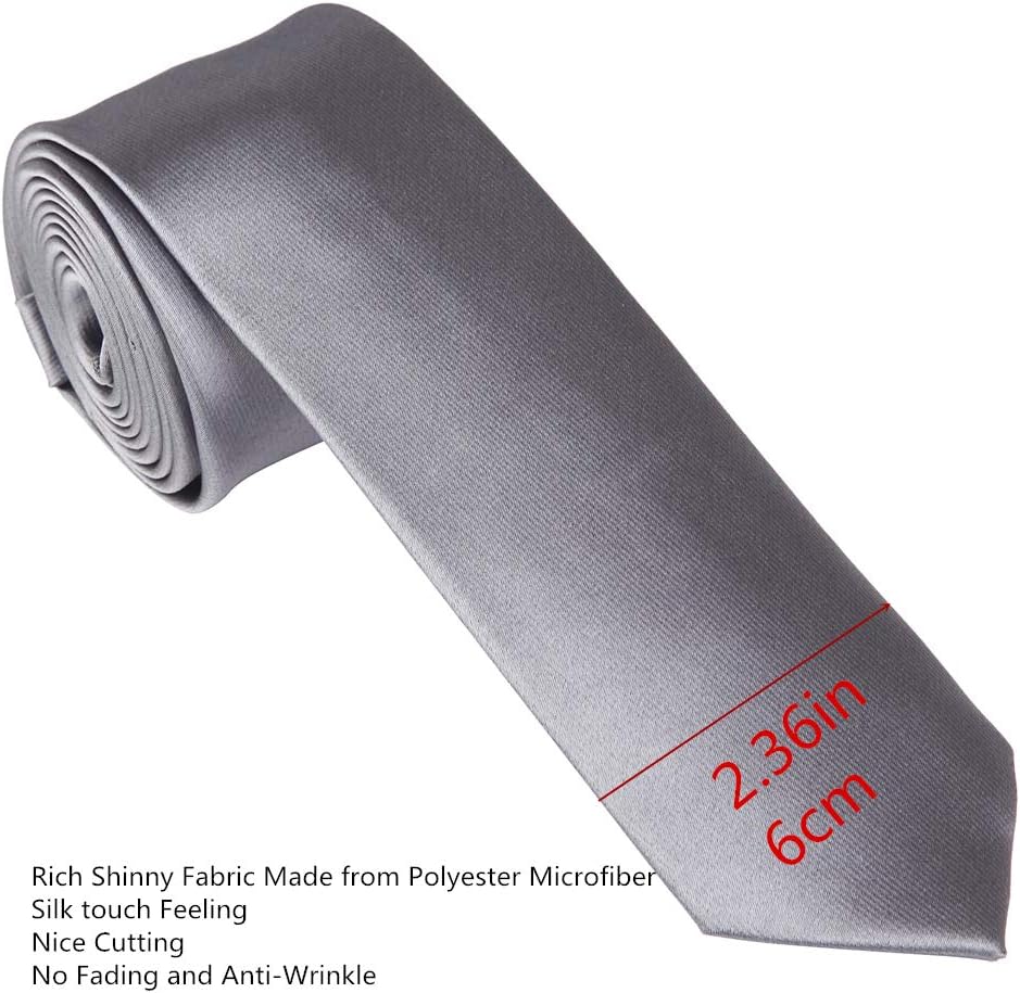 AUSKY 4 Packs Skinny Neckties for Men Boys, 2.35'' Wide Slim Ties in Different Textured Style Mixed set - Image 4