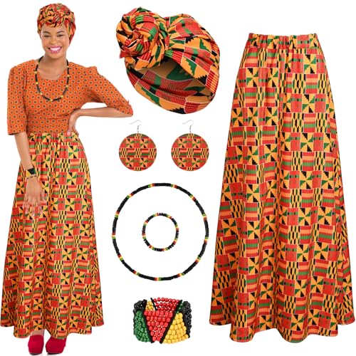 Kuscul 6 Pcs African Printed Outfits for Women with African