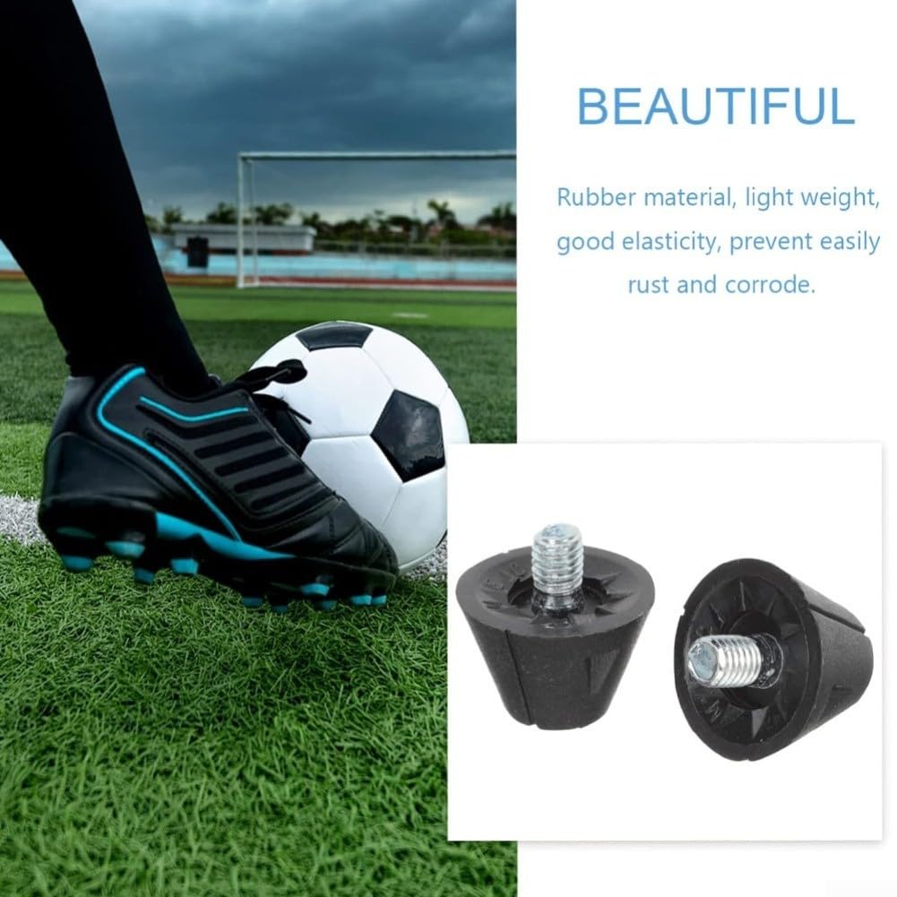 Confezione da 14 tacchetti da calcio da 13 mm con chiave, filettatura M5, tacchetti antiscivolo ad alta aderenza, di ricambio per terreni morbidi bagnati, neri