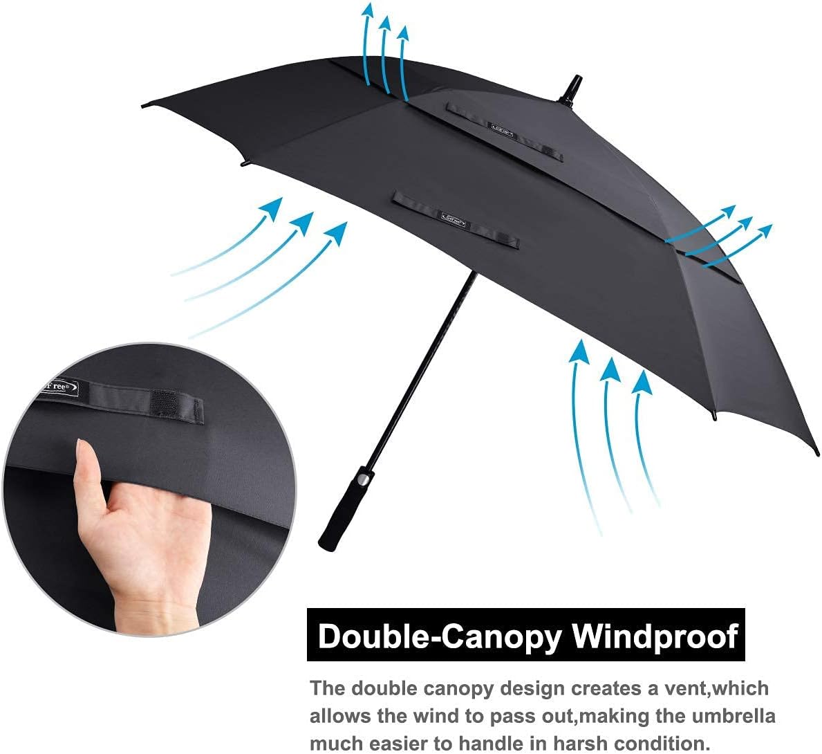 G4Free Extra Large Golf Umbrella 62 inch Vented Square Umbrella Windproof Auto Open Double Canopy Oversized Stick Umbrella : Sports & Outdoors