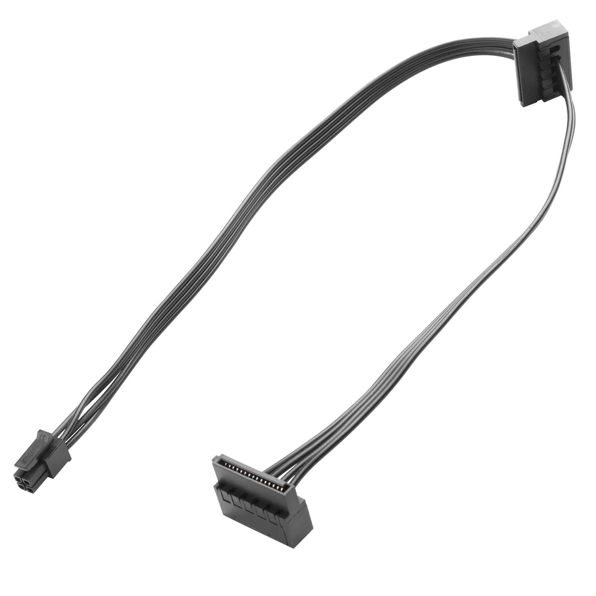 ELFJMZP ATX Mini 4PIN to Dual SATA 15 PIN Adapter Extension Cable for Mechanical HDDs SSDs DVD/CD-ROMs (17.9 in./45.5 cm)