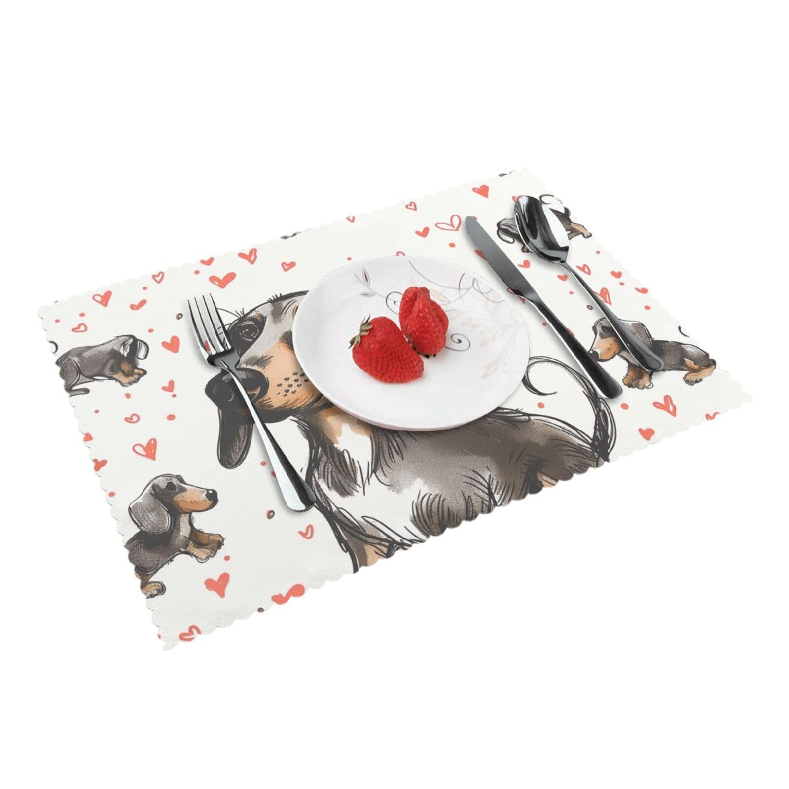 I Love My Dog Dachshunds Printed Placemat Heat Resistant Place Mats Set of 4 PCS Washable Kitchen Table Mats, 12x18 Inch