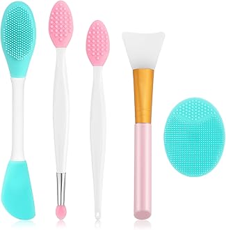 Silicone Face Scrubber, 2pcs Exfoliating Lip Brush, 1pcs Cleansing Brush,2pcs Face Mask Exfoliator Blackhead Skin Care Tool
