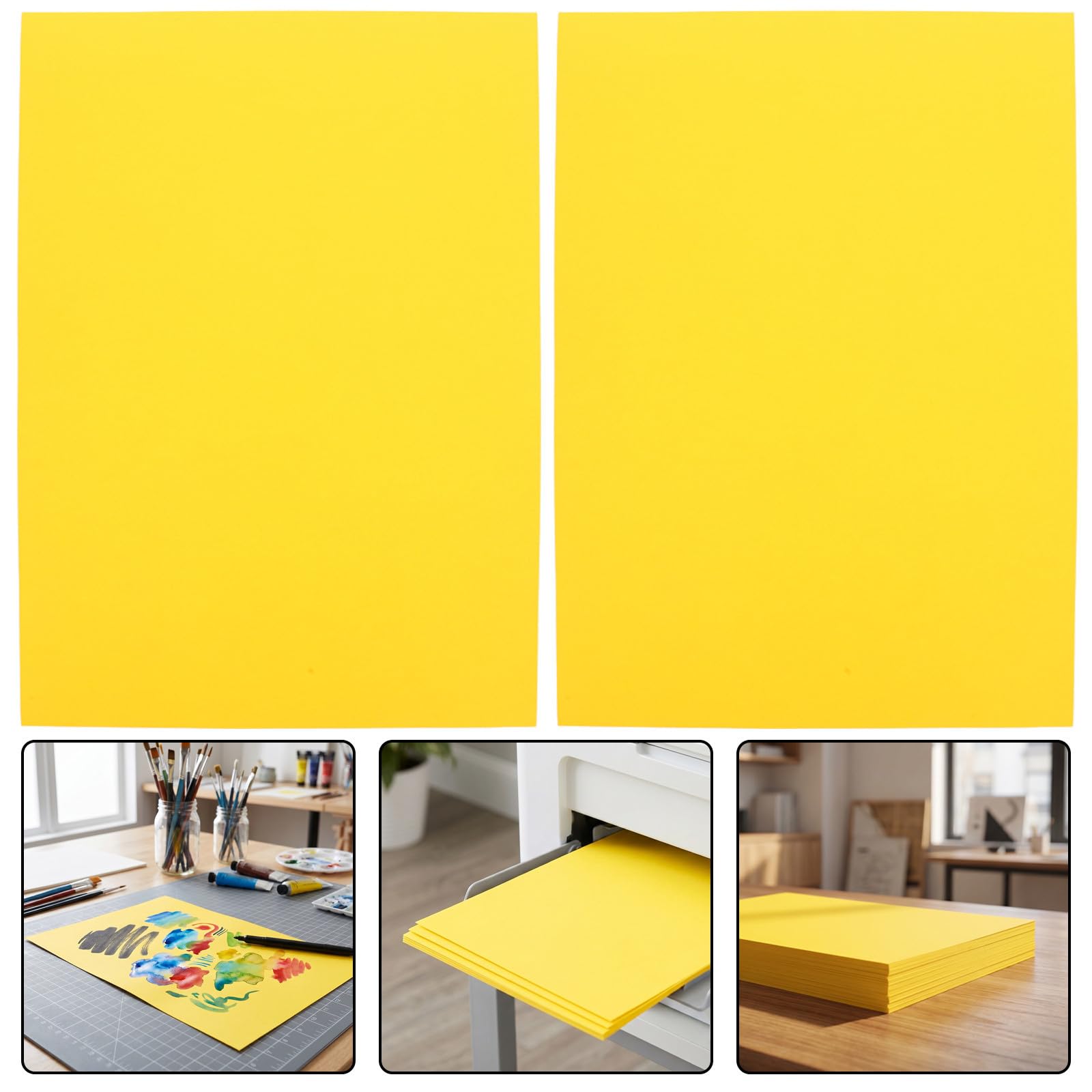 DIYEAH 150 Unidades Papel de Cartón Amarillo Doble Cara Resistente al Desgarro Compatible con Varios Bolígrafos para Manualidades Escolares y Hogar