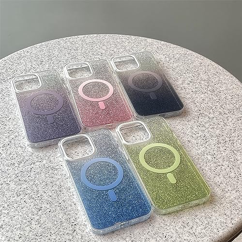Étui de chargement sans fil à paillettes ENILSA pour iPhone 14 coque acrylique vert