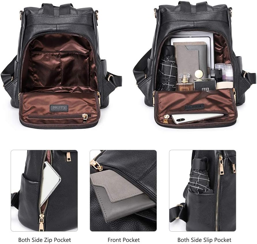 Kattee Women's Anti-Theft Backpack Purse Genuine Leather Shoulder Bag Fashion Ladies Satchel Bags - Image 3