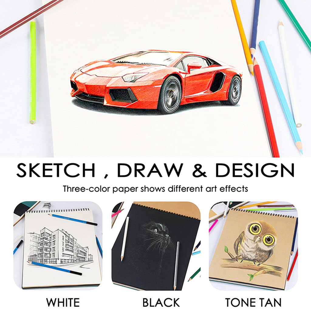 60 fogli per ogni album da disegno, ideale per adulti, facile girare le pagine e disegnare con tre colori di carta