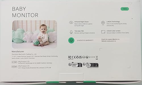 Miniatura 10 de YOTON Monitor de bebé sin WiFi, cámara de monitor de bebé de 4.3 pulgadas con zoom 4X, cable de carga USB-C de 5.9 ft, visión nocturna infrarroja,