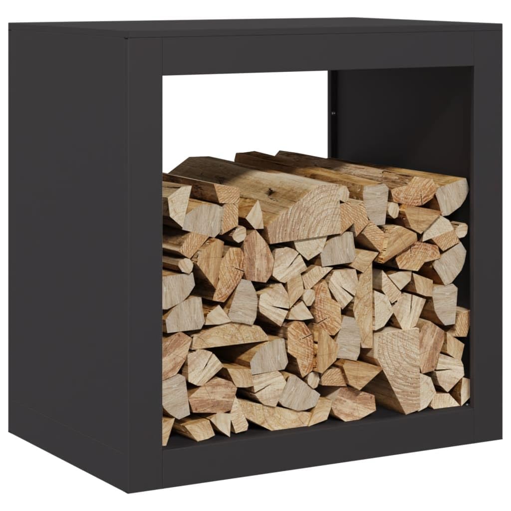Homgoday Bastidor para leña, negro, 60 x 40 x 60 cm, de acero, decoración para muebles, leña, leña, leña, leña, leñera, apilable, estufa o estante de madera