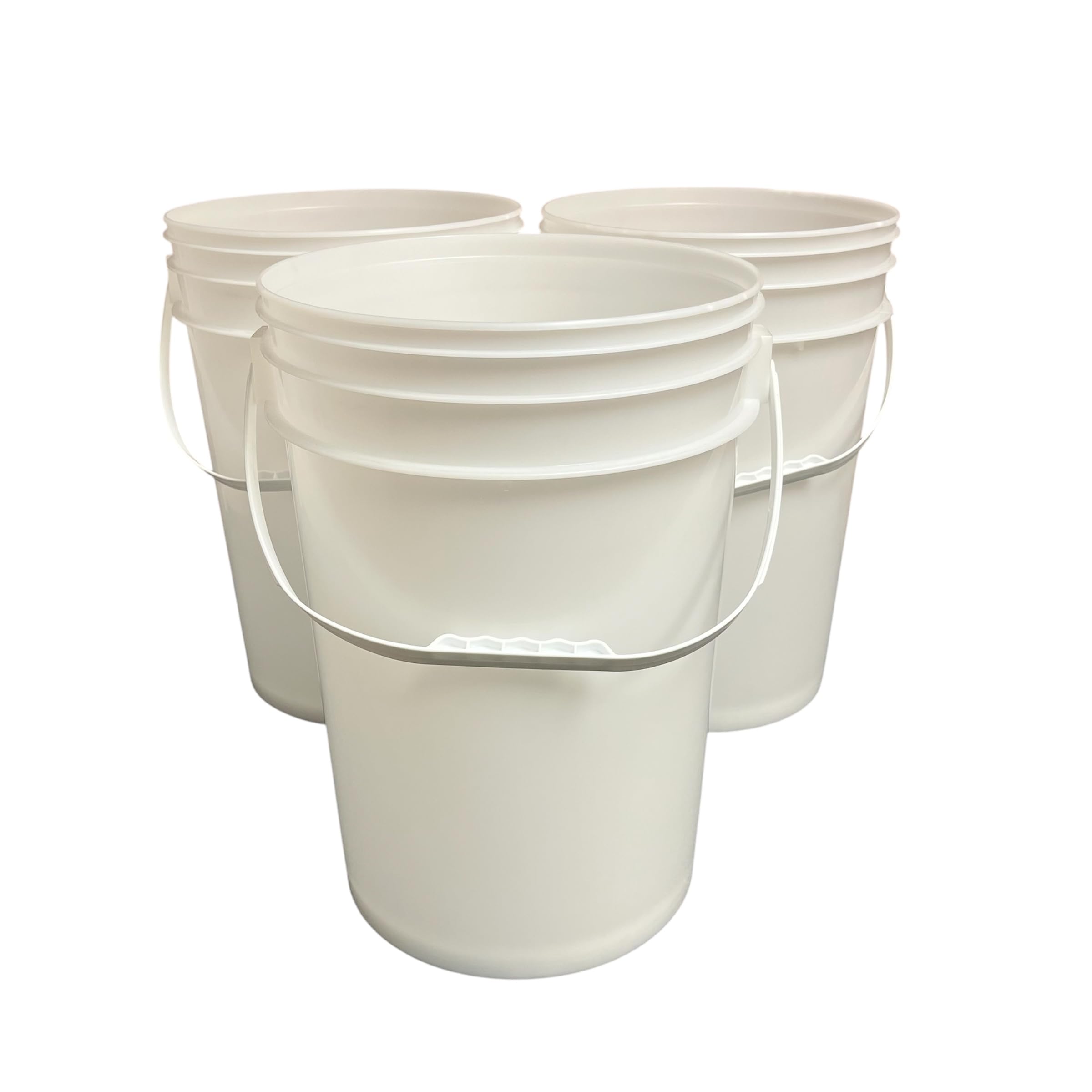 3 Pack | Premium 6 Gallon Bucket, Food Grade BPA Free - no Lid (White)