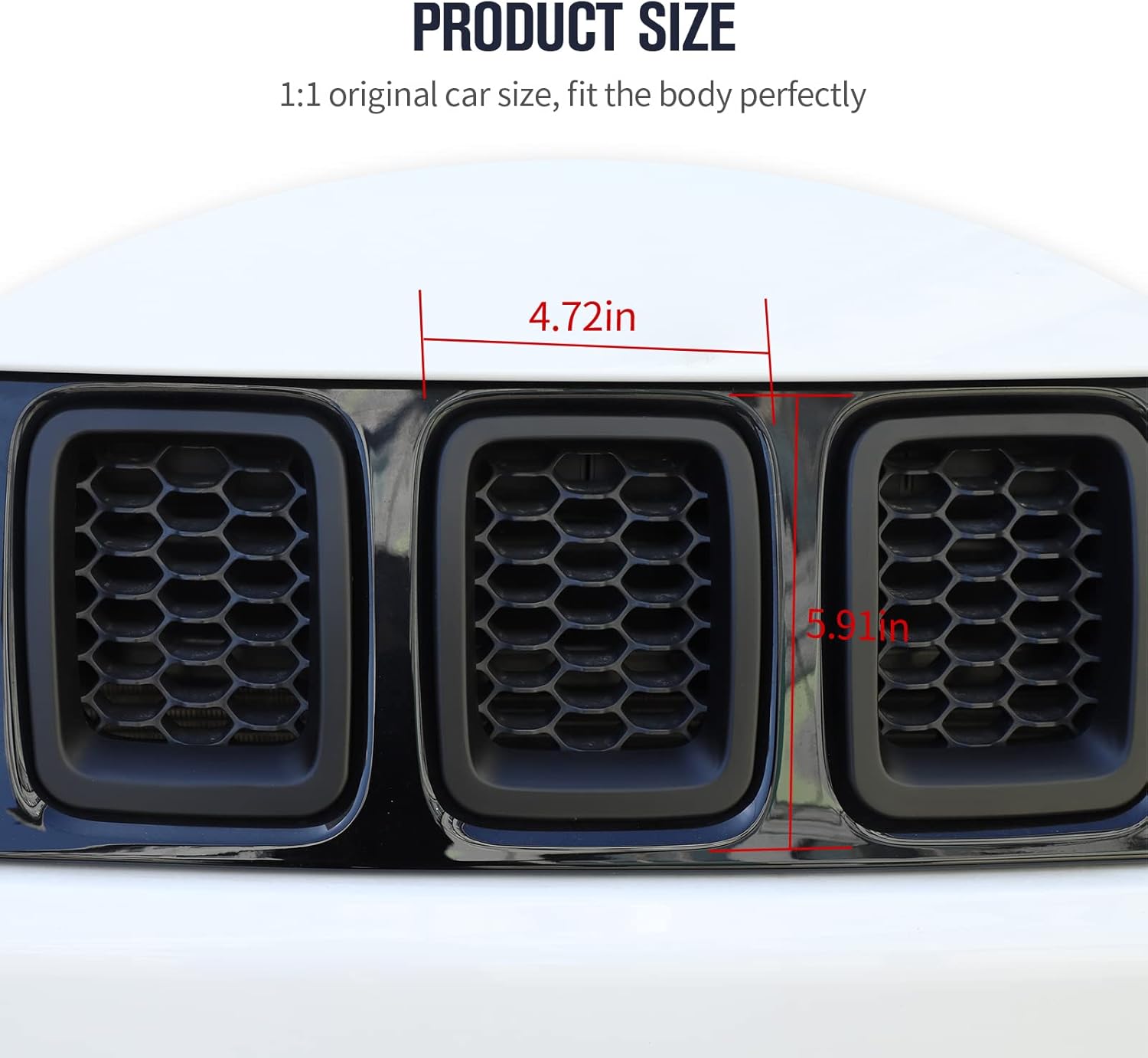 JeCar Grille Inserts ABS Front Grill Cover Exterior Accessories for Jeep Compass MP 2017-2020, Matte Black